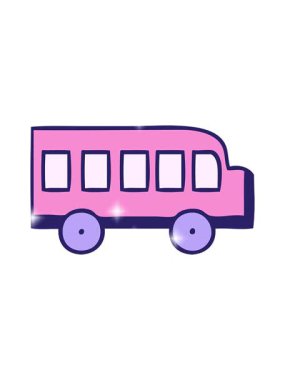 Okul otobüsünün sevimli çizgi filminin ışıltı etkisi