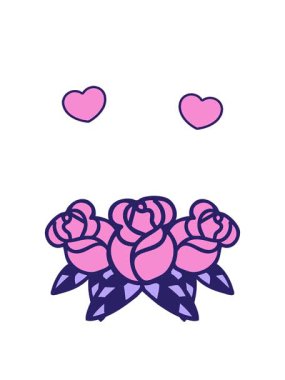 Bir buket çiçeğin geleneksel tarzının dönen kalp animasyonu