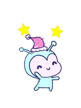 dönen yıldızlar neşeli uzaylı karakterinin animasyonu