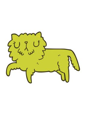 Çizgi film kedisinin eğlenceli bir illüstrasyonunun renk animasyonu