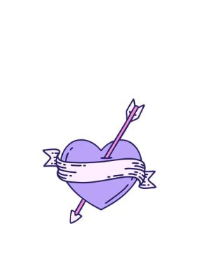 Sancaklı bir okun kalbinin ikonik dövme stili görüntüsünün sıçrama hareketi animasyonu