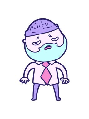 Çizgi filmdeki sakallı endişeli adamı salla ve durdur.