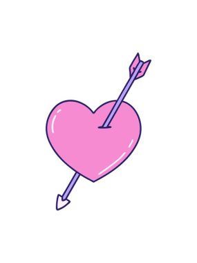 Bir okun ve kalbin klasik dövme stili görüntüsünün basınçlı canlandırması