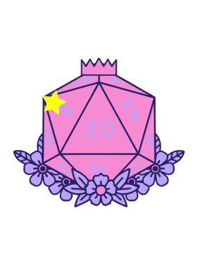 Parıldayan yıldızlar, 20 D20 zarının çiçek elementleriyle yuvarlanmasını etkiler.