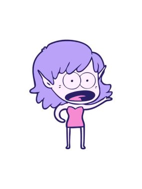 Çizgi film kızı tasarım çizerken titrek hareket animasyonu