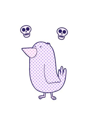 Retro kuş çizgi filminin dönen kafatası animasyonu