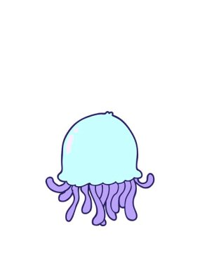 Çizgi film denizanasının animasyonunu genişletiyor.