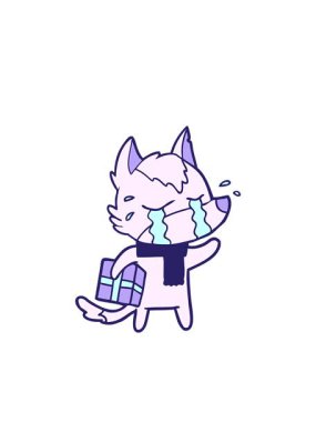 Yanıp sönen radyal çizgiler Noel hediyeli ağlayan kurdun çizgi film animasyonu.