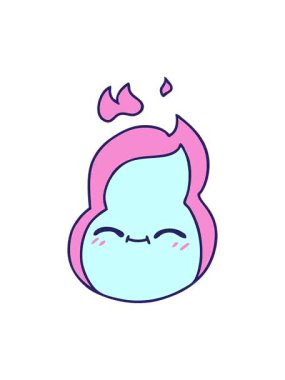 Şirin kawaii alev karikatürünün titrek hareketli animasyonu
