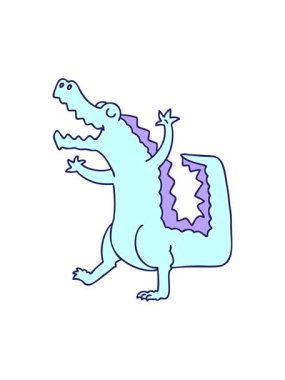 Garip çizgi film timsahının basınçlı animasyonu