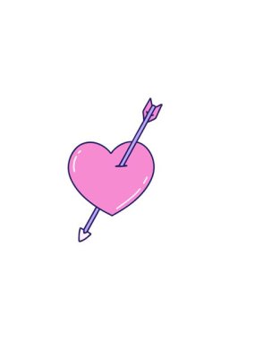 Bir ok ve kalbin yatay olarak titreşen klasik dövme görüntüsü