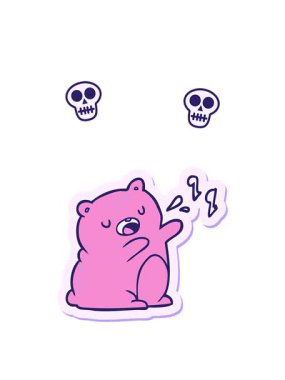 Şarkı söyleyen bir ayının çıkartmasının kafatası animasyonu.