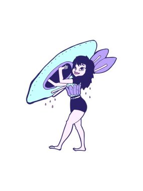 Kano taşıyan karikatür kadının hareketli animasyonu.