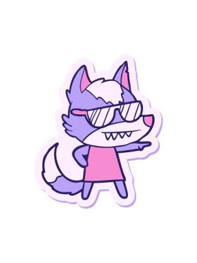 Havalı bir kurt kızın hareketli çıkartmasını salla.