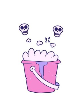 karikatür kovası sabunlu suyun kafatası animasyonu