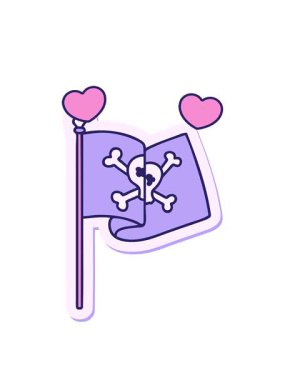 çeviren kalpler dövme stilifikasyonu geleneksel bir korsan bayrağı stiliyle