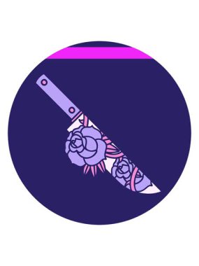 Bir hançer ve çiçeğin dövmesel görüntüsünü canlandırın.