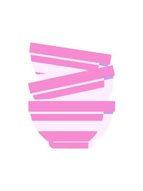 Bir yığın kasenin düz renk illüstrasyonunun canlandırma efektini piksel hale getir