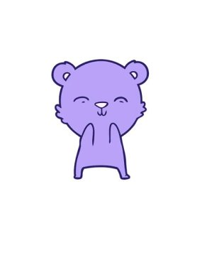 Komik ayı karakterinin yükseliş ve yüzme animasyonu