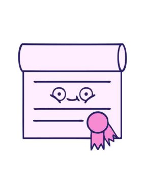 Sertifikanın sevimli karikatürünün titreyen hareketli animasyonu