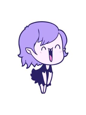 Mutlu vampir kız çizgi filminin animasyonunu renklendir