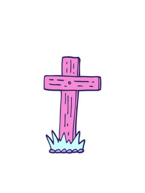 Yanıp sönen radyal çizgiler, çizilmiş el animasyonu karalama tarzı ahşap haç.