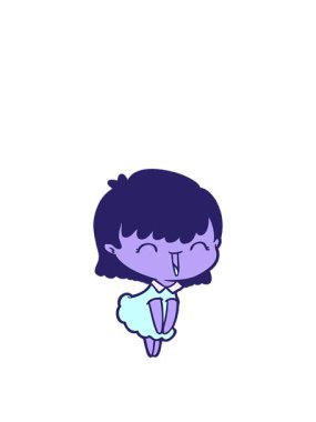 Kadın çizgi film dizaynının animasyonunu genişletiyorum.