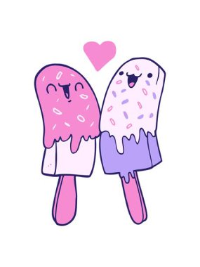 Karikatür buz lolipopunun aşk animasyonunu salla ve durdur