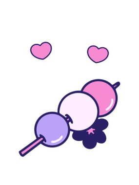 Geleneksel Hanami Japon tatlısının dönen kalp animasyonu