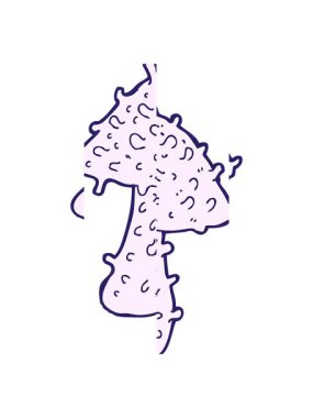 Bir mantarın karikatür çiziminin bölünen hareketi