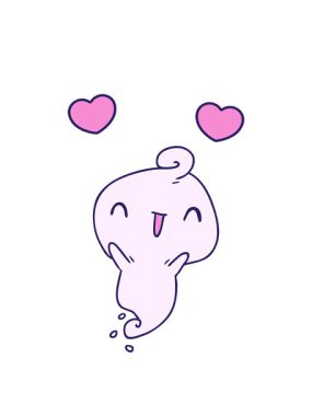 Çizgi film canlandırması kawaii sevimli ölü hayalet.