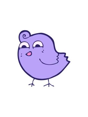 Çizgi filmdeki komik kuşun gösterişli satış animasyonu