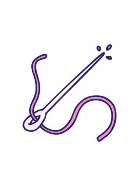 Bir iğne ve iplik karikatürünün dönen hareketi