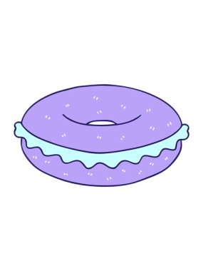 El çiziminin titreşimli hareketli animasyonu. Çizgi film simit.