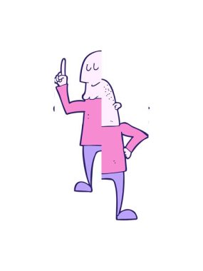 Çizgi film karakterinin işaret eden hareketli animasyonu