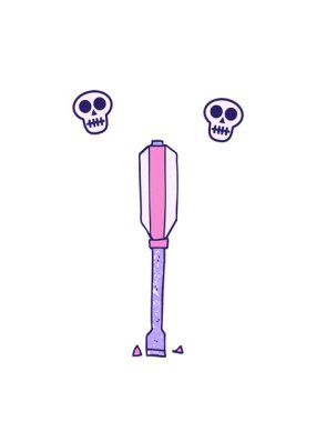 karikatür karalama tornavidasının kafatası animasyonu