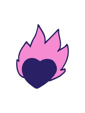 Yanan kalbin çizgi film karalamalarının dönen hareketi.