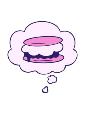 Çizgi roman tarzında düşünce baloncuğu olan smore çizgi filminin titreyen hareket animasyonu