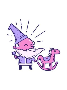 Geleneksel dövme stili Noel Baba karakterinin Noel Baba oyuncağı çiziminin dönen animasyonu