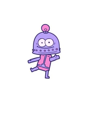 Ampullü mutlu çizgi film robotunun yükselişi ve yüzüşü