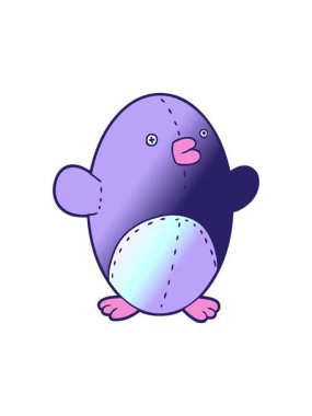 Doldurulmuş oyuncak penguen çizgi filminin hareketli animasyonu