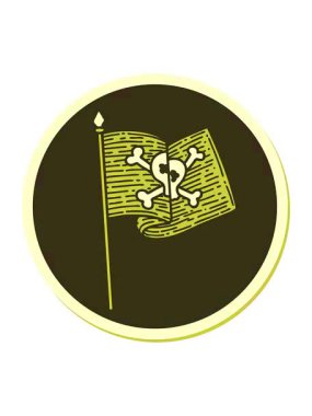 Geleneksel korsan bayrağı tarzında dövmenin renk canlandırması