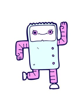 neon ışık efektleri retro çizgi film robotunun animasyonu