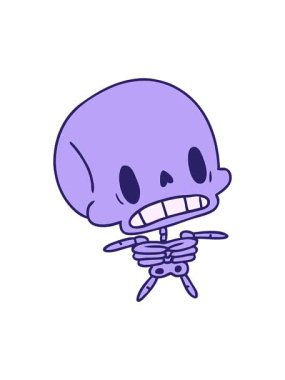 Dikkat çekici çizgi film canlandırması Kawaii sevimli ölü iskeleti