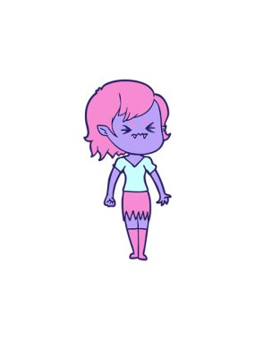 Sinirli vampir kız tasarımının hareketli animasyonu