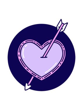 Bir okun ve kalbin dövme stili görüntüsünün neon ışık efekti canlandırması