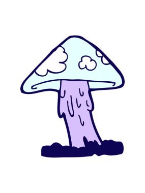 Bir mantarın karikatür çiziminin neon ışık efekti animasyonu