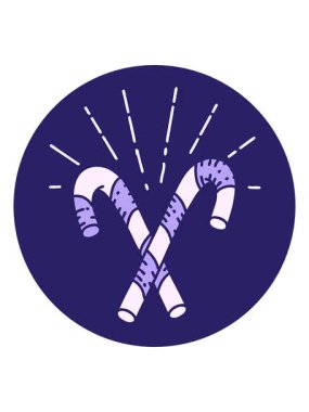 Dövme stili baston şeker ikonunun titreşimli hareketi