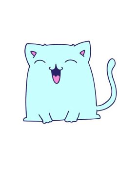 Kalkıp havada süzülen el animasyonu çizilmiş garip çizgi film kedisi