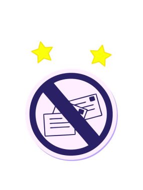 dönen yıldızların animasyonu şirin bir çizgi filmin çıkartması. Posta tabelası yok.